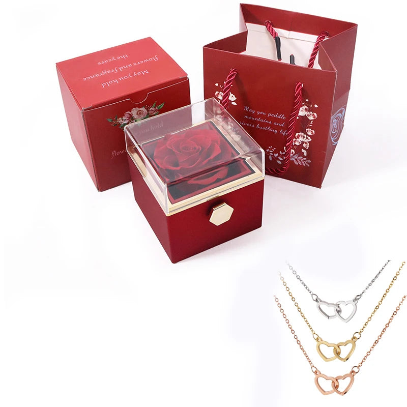 LovelyPresents Gepersonaliseerde Ketting – met Eeuwige Roos en Cadeaubox