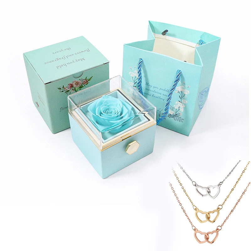 LovelyPresents Gepersonaliseerde Ketting – met Eeuwige Roos en Cadeaubox
