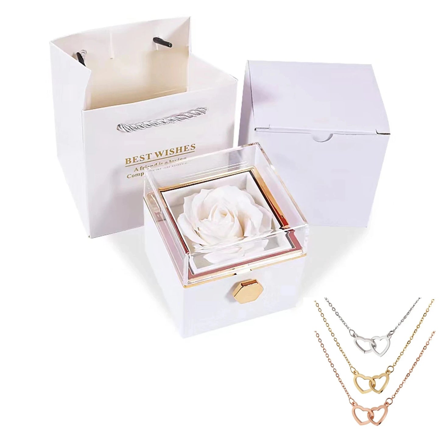 LovelyPresents Gepersonaliseerde Ketting – met Eeuwige Roos en Cadeaubox