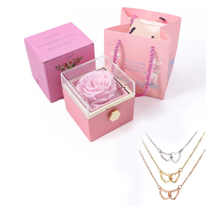 LovelyPresents Gepersonaliseerde Ketting – met Eeuwige Roos en Cadeaubox