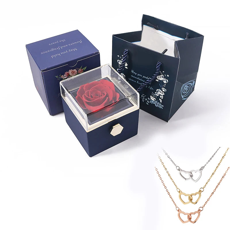 LovelyPresents Gepersonaliseerde Ketting – met Eeuwige Roos en Cadeaubox