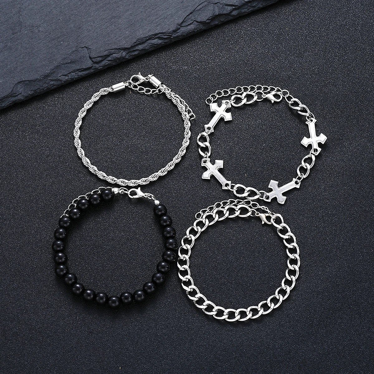 Luxe 4-delige Roestvrij Stalen Armbanden Set voor Mannen – Krachtige Design en Verfijning